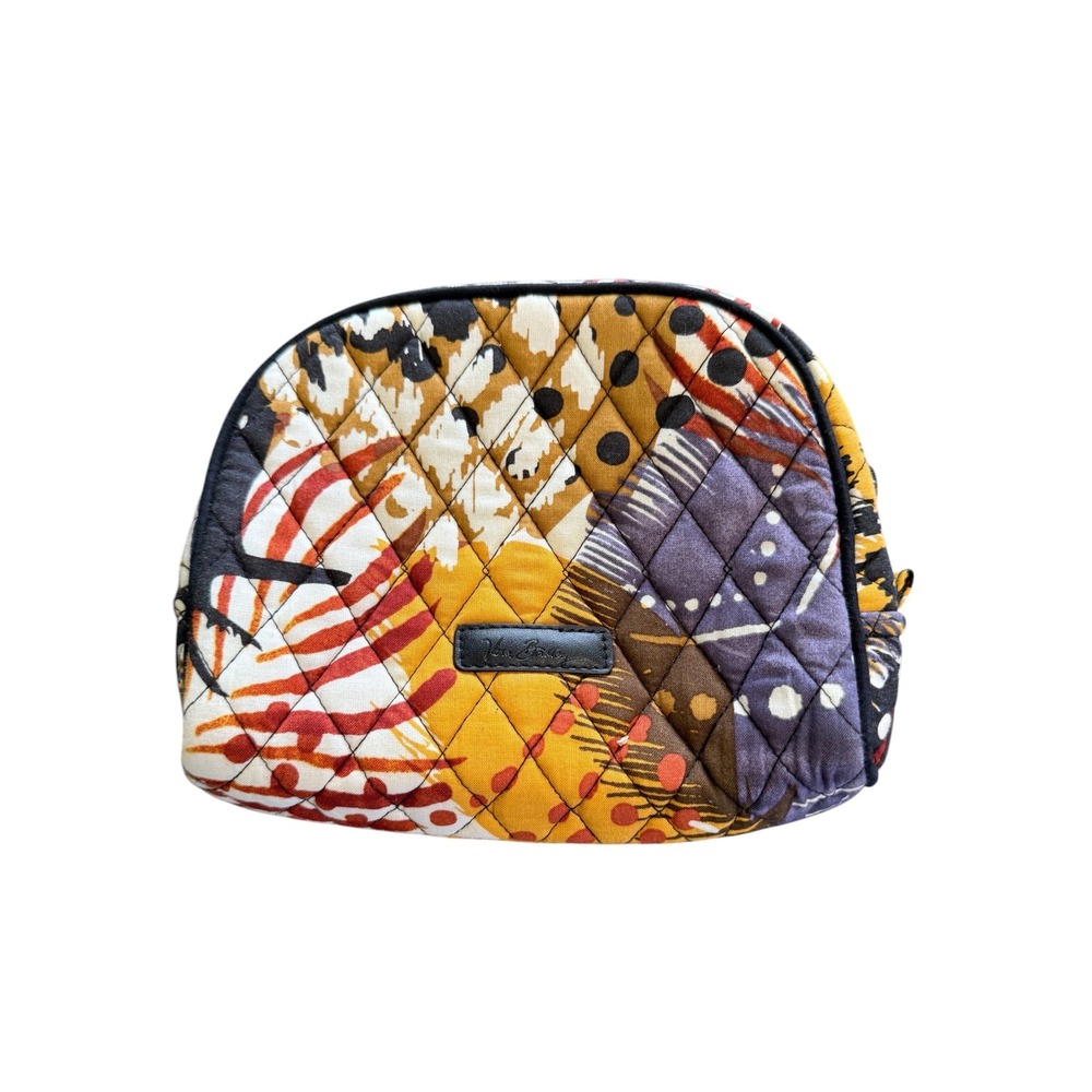 Vera Bradley Painted Feathers Quilted Cotton Cosmetic Makeup Bag Pouch Medium